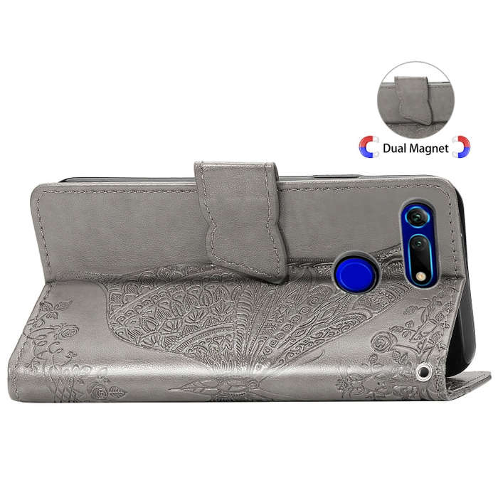 Butterfly Love Flowers Embossing Horizontal Flip Leather Case for Huawei V20, with Holder & Card ...