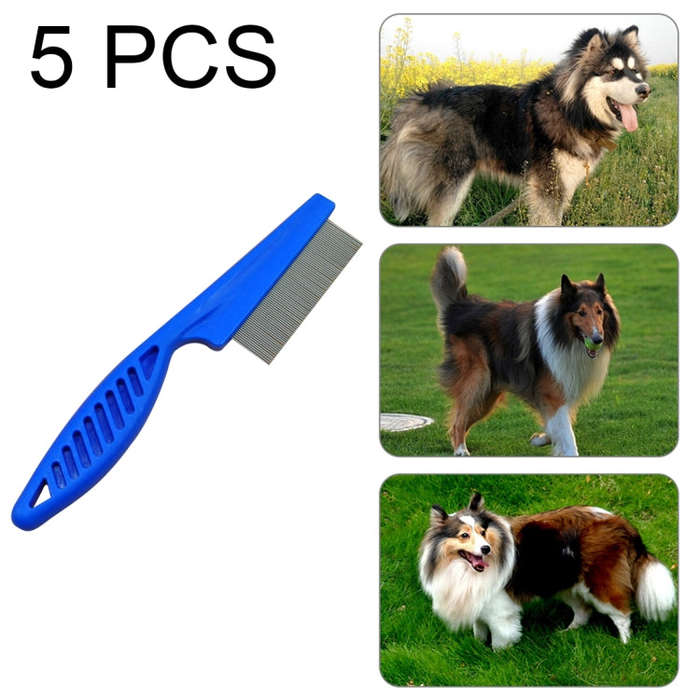 5 PCS Pet Cats Dogs Supplies Combs Fine Toothed Stainless Steel Needle Fleas Removal Combs, Lengt...