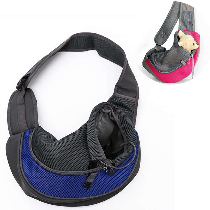 Dog and Cat Sling Carrier Hands Free Reversible Pet Papoose Bag, SizeSmall(Blue)