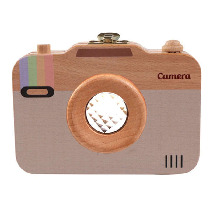 Creative Wooden Children Camera Deciduous Tooth Preservation Box Baby Teeth Tooth House Storage Box