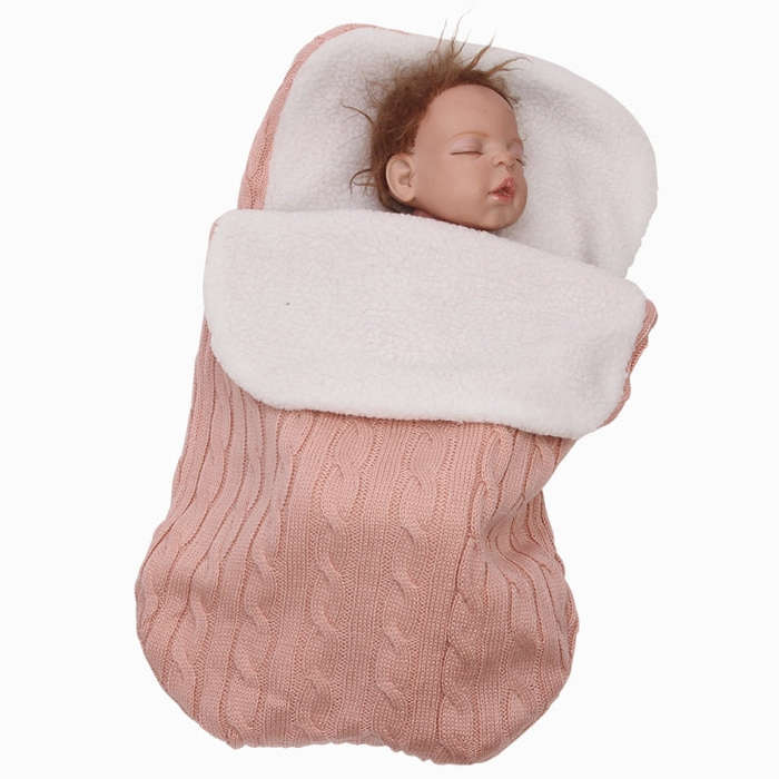 Thick Baby Swaddle Wrap Knit Envelope Sleeping Bag Newborn Infant Warm Bands Indoor Infant Stroll...