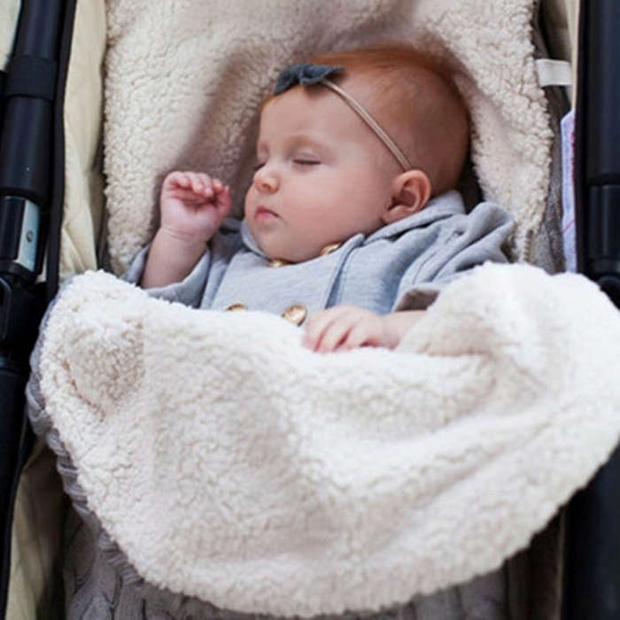 Thick Baby Swaddle Wrap Knit Envelope Sleeping Bag Newborn Infant Warm Bands Indoor Infant Stroll...