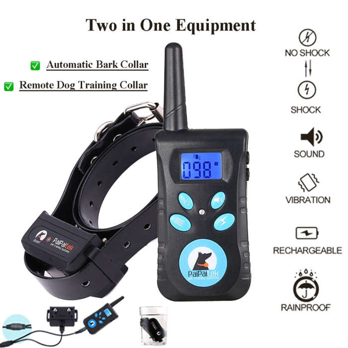 Automatic Anti Barking Collar Pet Training Control System + Electric Shock PU Leather Collar for ...