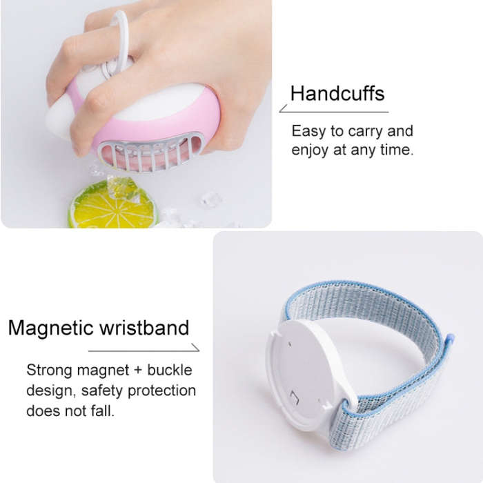 LORDNINO SBF003 3W USB Charging Portable Electric Fan with Magnetic Wristband, 3 Speed Control (P...