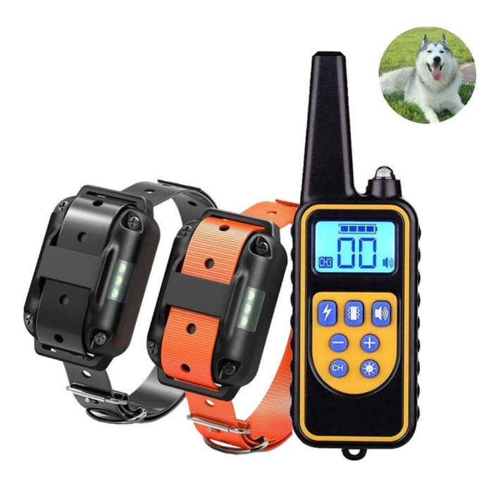 880-2 800 Yards Rechargeable Remote Control Collar Training Device Anti Barking Device(Black+Orange)