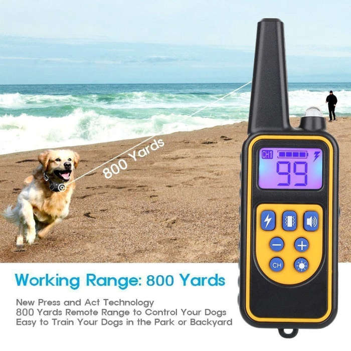 880-2 800 Yards Rechargeable Remote Control Collar Training Device Anti Barking Device(Black+Orange)