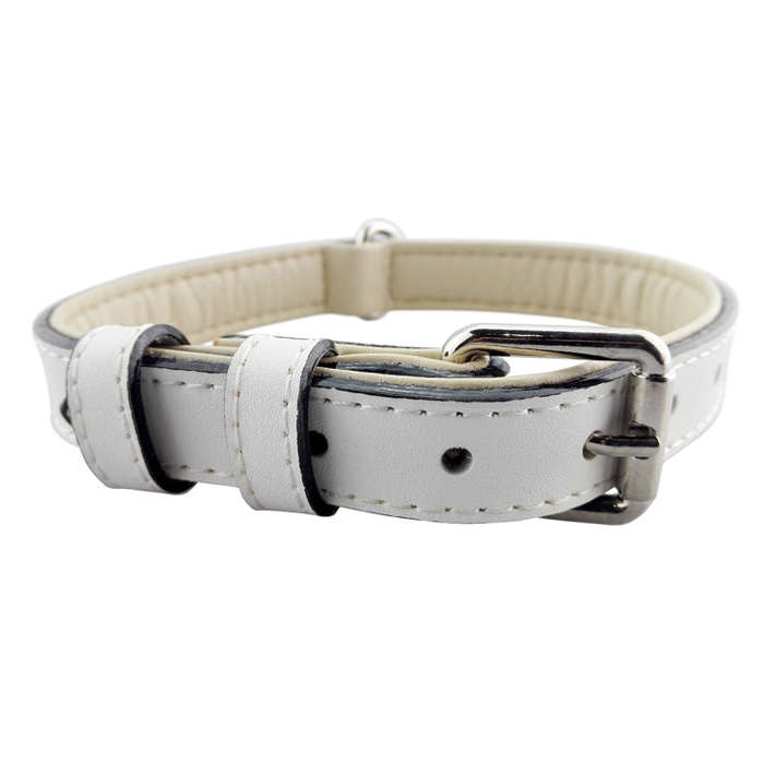 Leather Pet Dog Collar Pet Products Big Dog Collar, Size: XL, 3 * 60cm(White)