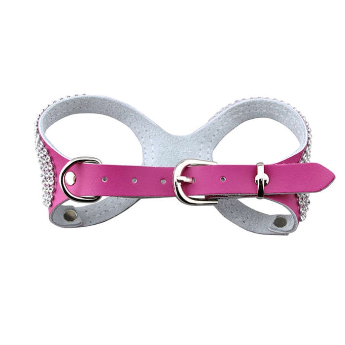 Rhinestone Leather Glasses Style Breathable Dog Chest Strap, Size: S(Magenta)