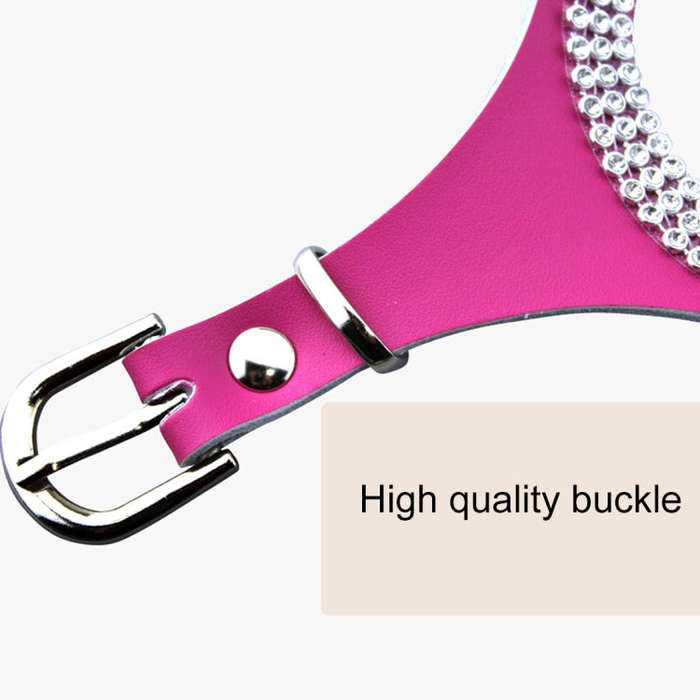 Rhinestone Leather Glasses Style Breathable Dog Chest Strap, Size: S(Magenta)