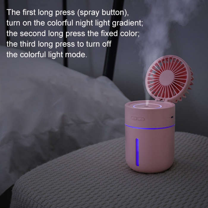 T9 Portable Adjustable USB Charging Desktop Humidifying Fan with 3 Speed Control (Blue)