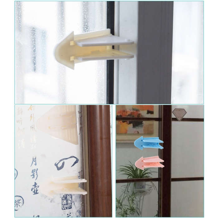 Window Safety Lock Sliding Door Window Lock Door and Window Stopper for Children (Pink)