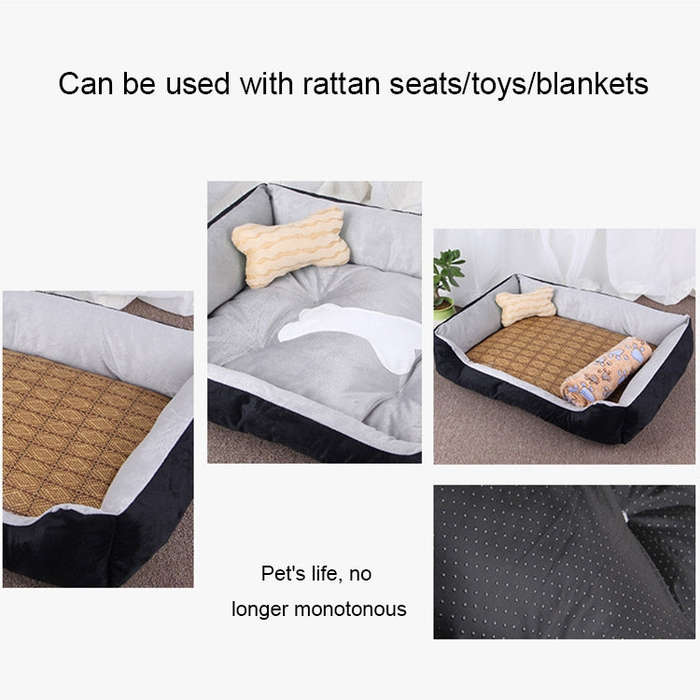Dog Bone Pattern Big Soft Warm Kennel Pet Dog Cat Mat Blanket, with Blanket Size: M, 70×50×15cm...