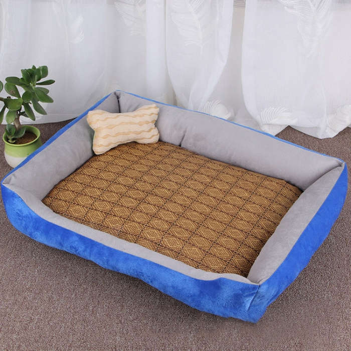 Dog Bone Pattern Big Soft Warm Kennel Pet Dog Cat Mat Blanket, with Rattan Mat Size: XS, 50×40×...