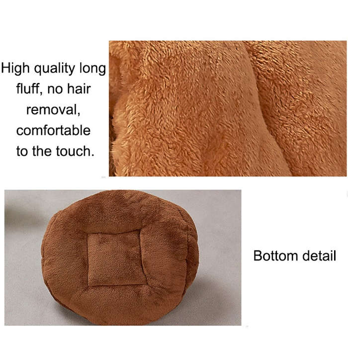 Triangular Cat Kennel Warm Thicken Mongolian Yurt Pet Dogs Cats House Size: M, 40×40×30cm (Brown)