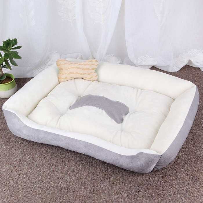Dog Bone Pattern Big Soft Warm Kennel Pet Dog Cat Mat Blanket, Size: M, 70×50×15cm(Grey White)