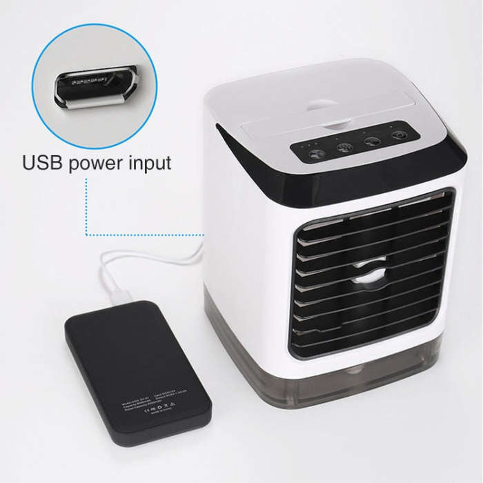 Mini Desktop Cooling Fan Humidifier Air Conditioning Fan Moisturizing Spray Fan(White)