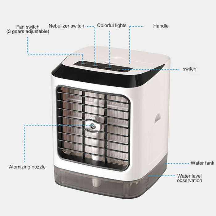 Mini Desktop Cooling Fan Humidifier Air Conditioning Fan Moisturizing Spray Fan(White)