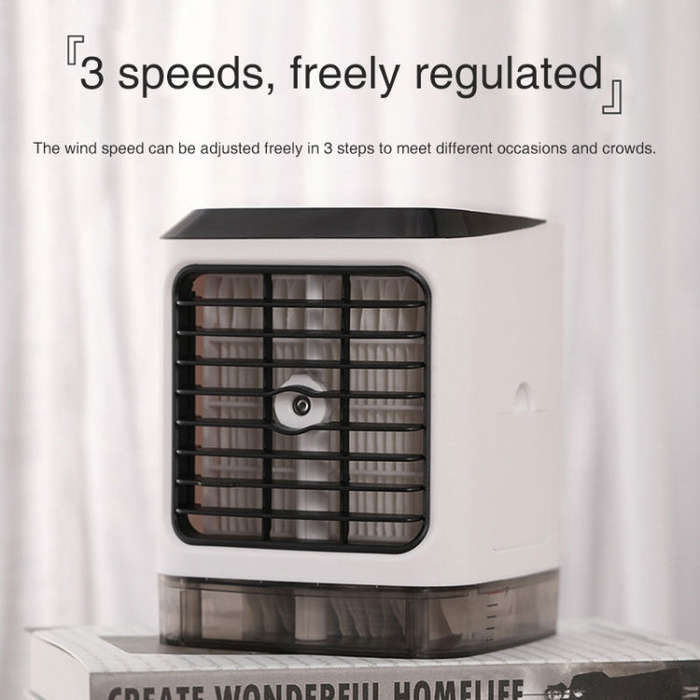 Mini Desktop Cooling Fan Humidifier Air Conditioning Fan Moisturizing Spray Fan(White)