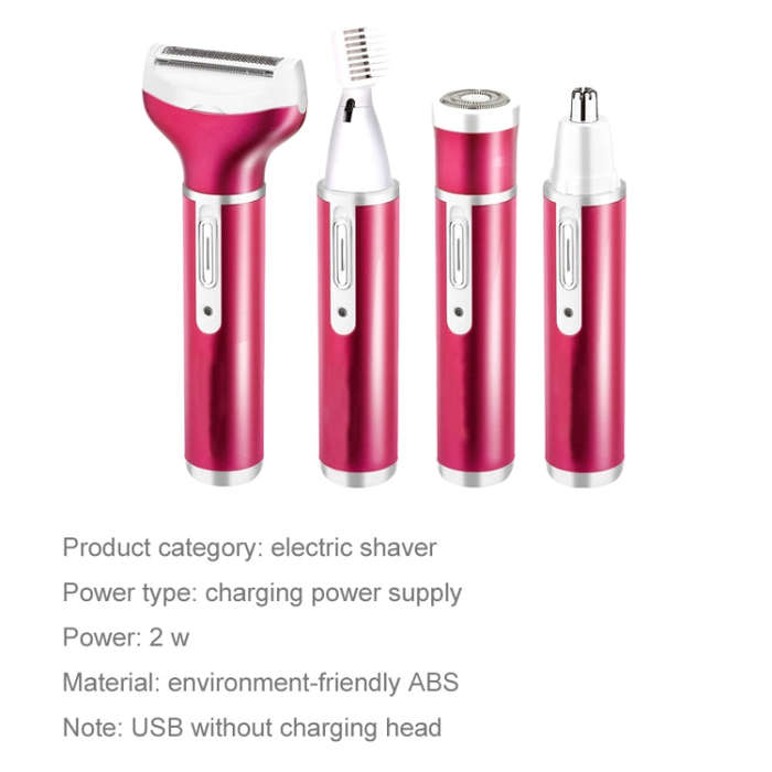 4 In 1  USB Rechargeable Vibrissa Eyebrows Trimmer Body Hair Denuding Machine Set with USB Cable(...