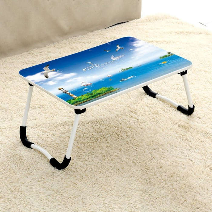 W-shaped Non-slip Legs Square Pattern Adjustable Folding Portable Laptop Desk without Card Slot (...