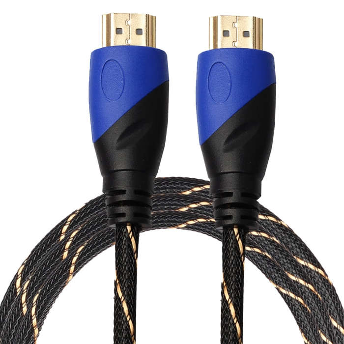 1.8m HDMI 1.4 Version 1080P Woven Net Line Blue Black Head HDMI Male to HDMI Male Audio Video Con...