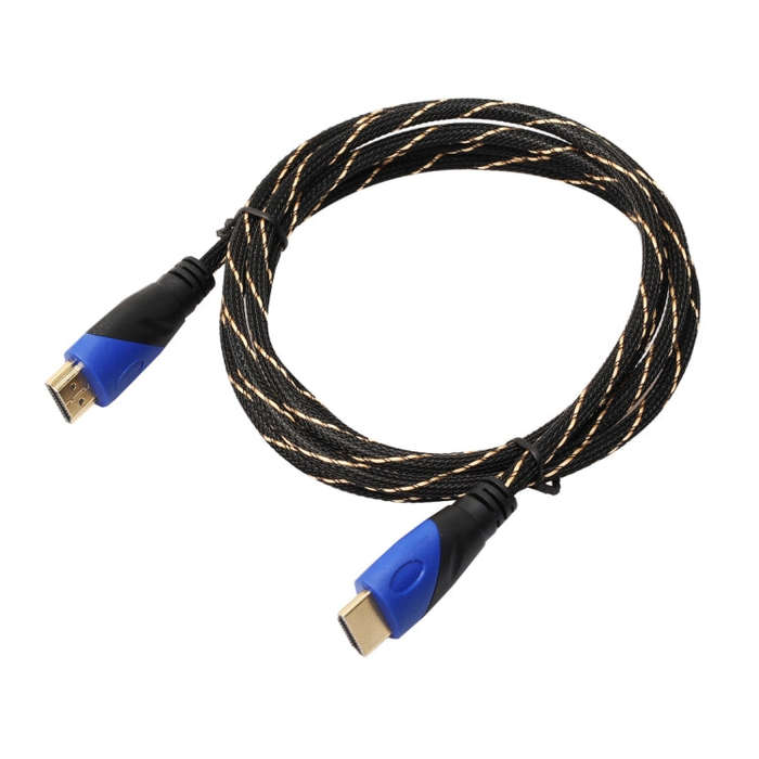 1.8m HDMI 1.4 Version 1080P Woven Net Line Blue Black Head HDMI Male to HDMI Male Audio Video Con...