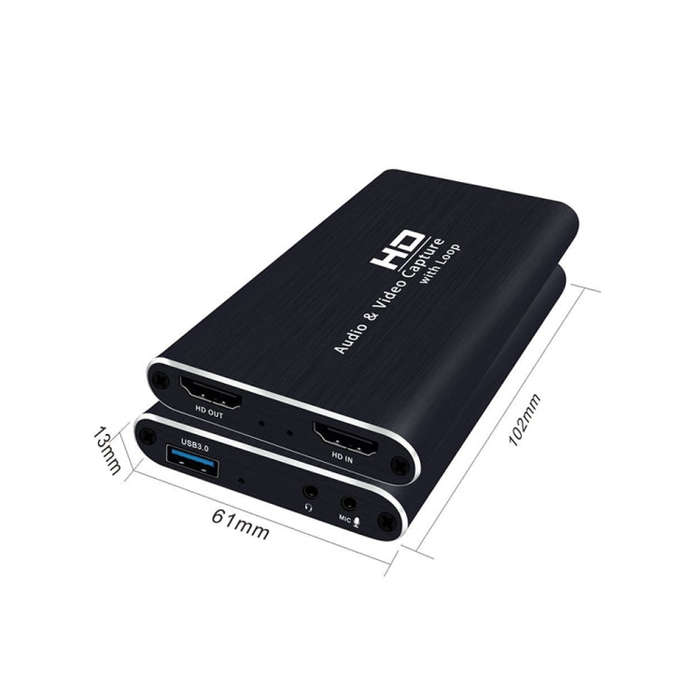Z34 HDMI Female + Mic to HDMI Female + Audio + USB HD Video & Audio Capture Card with Loop