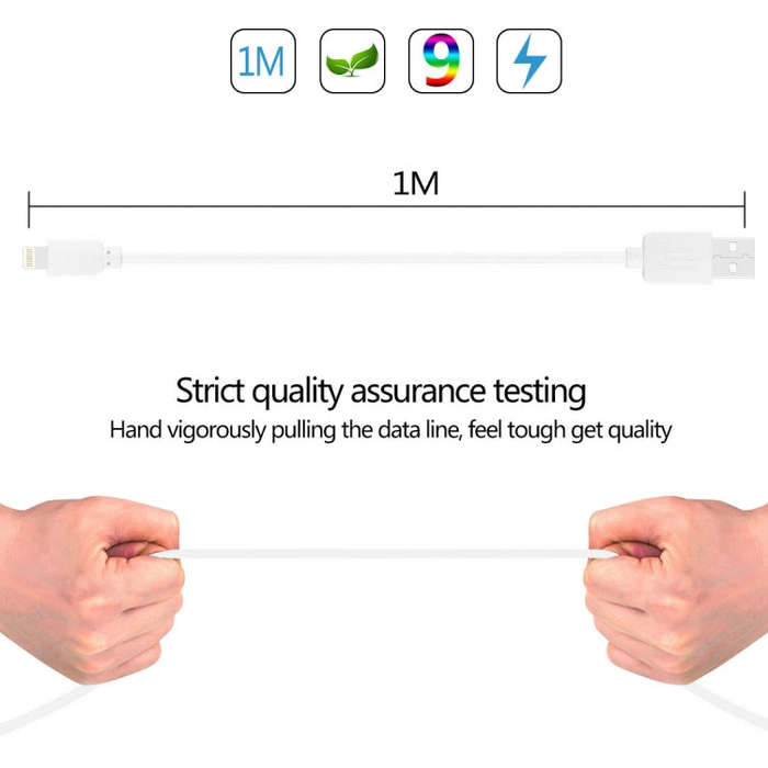 HAWEEL 1m High Speed 35 Cores 8 Pin to USB Sync Charging Cable for iPhone, iPad(White)