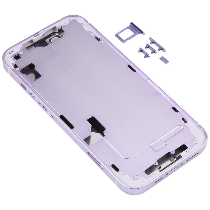 For iPhone 14 Battery Back Cover with Middle Frame / Side Keys(Purple)