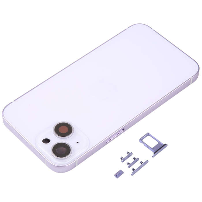 For iPhone 14 Battery Back Cover with Middle Frame / Side Keys(Purple)
