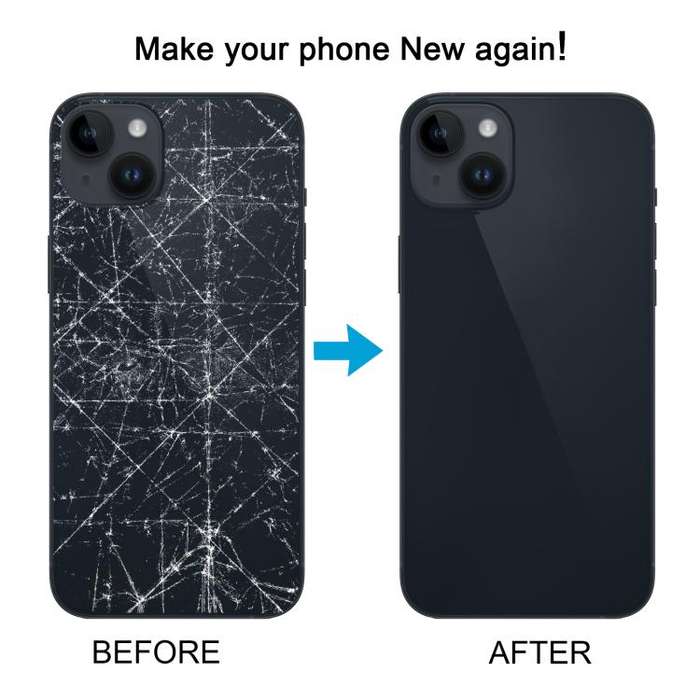 For iPhone 14 Plus Glass Battery Back Cover with Flash Bracket + Wireless Charging Module(Blue)
