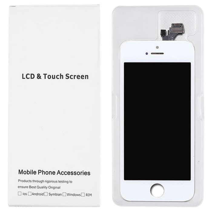 50 PCS Cardboard Packaging White Box for iPhone 5 LCD Screen