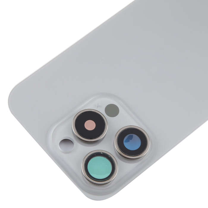 For iPhone 15 Pro Max Glass Battery Back Cover with Camera Lens Cover(Grey)