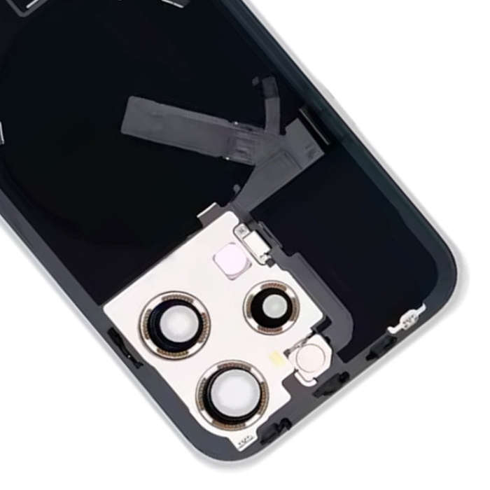 For iPhone 15 Pro Glass Battery Back Cover with Flash Bracket + Wireless Charging Module(Blue)