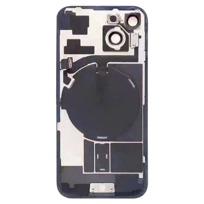 For iPhone 15 Glass Battery Back Cover with Flash Bracket + Wireless Charging Module(Black)