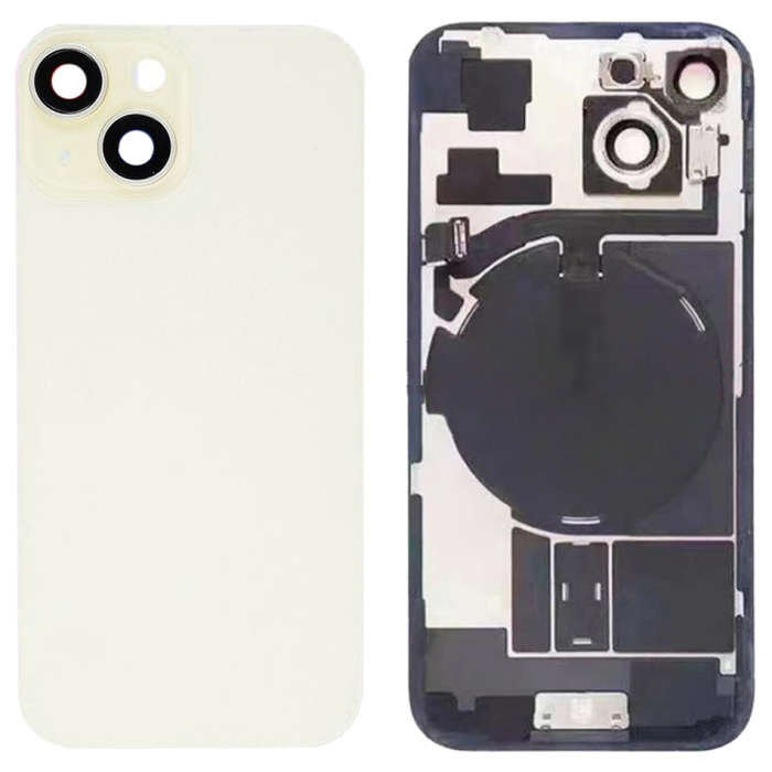 For iPhone 15 Glass Battery Back Cover with Flash Bracket + Wireless Charging Module(Yellow)