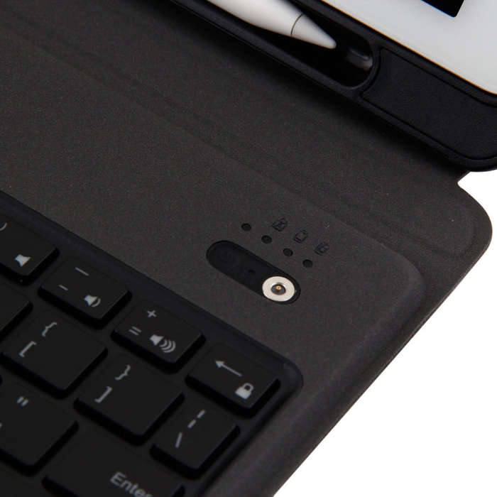 T-201D Detachable Bluetooth 3.0 Ultra-thin Keyboard + Lambskin Texture Leather Tablet Case for iP...