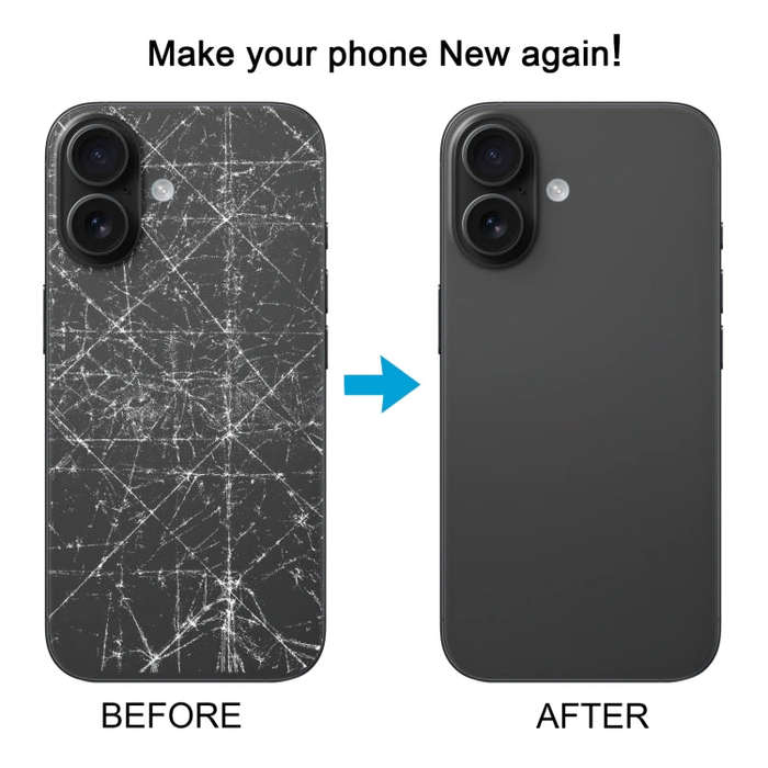 For iPhone 16 Plus Battery Back Cover with Camera Lens Cover(Black)