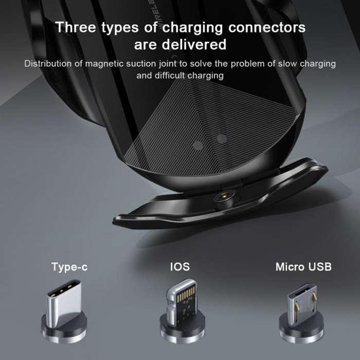 Q2 15W Universal Rotation Infrared Induction Magnetic Car Wireless Charging Mobile Phone Holder w...