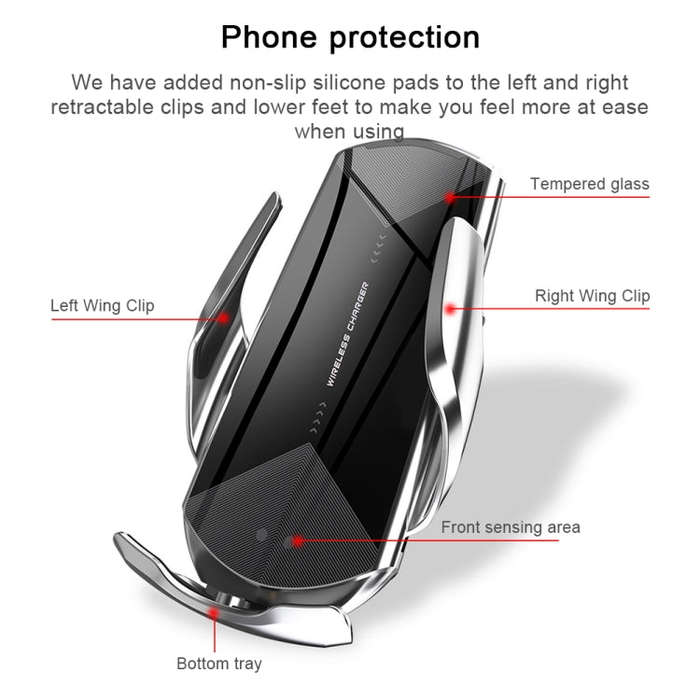 Q2 15W Universal Rotation Infrared Induction Magnetic Car Wireless Charging Mobile Phone Holder w...