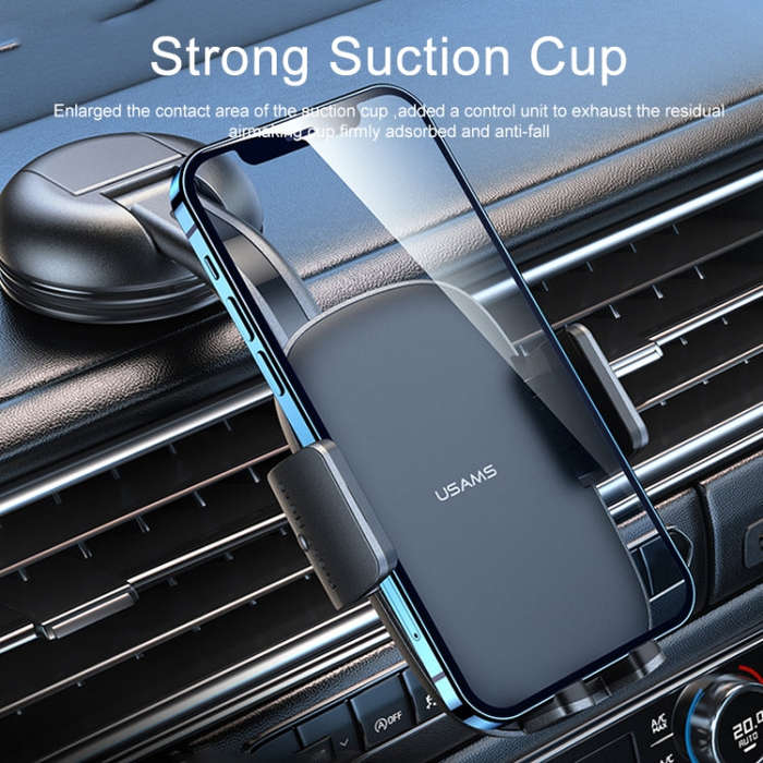 USAMS ZJ063 Car Center Console Retractable Phone Holder for 4.7-7.2 inch Mobile Phones (Black)