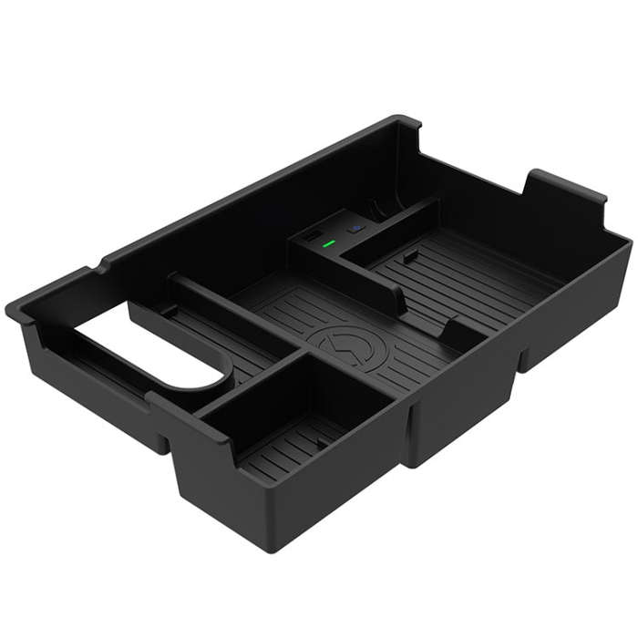 Multi-function Car Wireless Charger Rack Storage Box for Toyota Tundra 2007-2021, Left Driving(Bl...