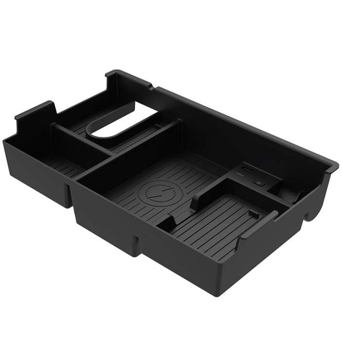 Multi-function Car Wireless Charger Rack Storage Box for Toyota Tundra 2007-2021, Left Driving(Bl...