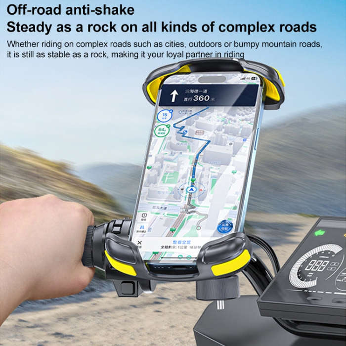 Motorcycle Bicycle Phone Riding Holder Bracket (Yellow)