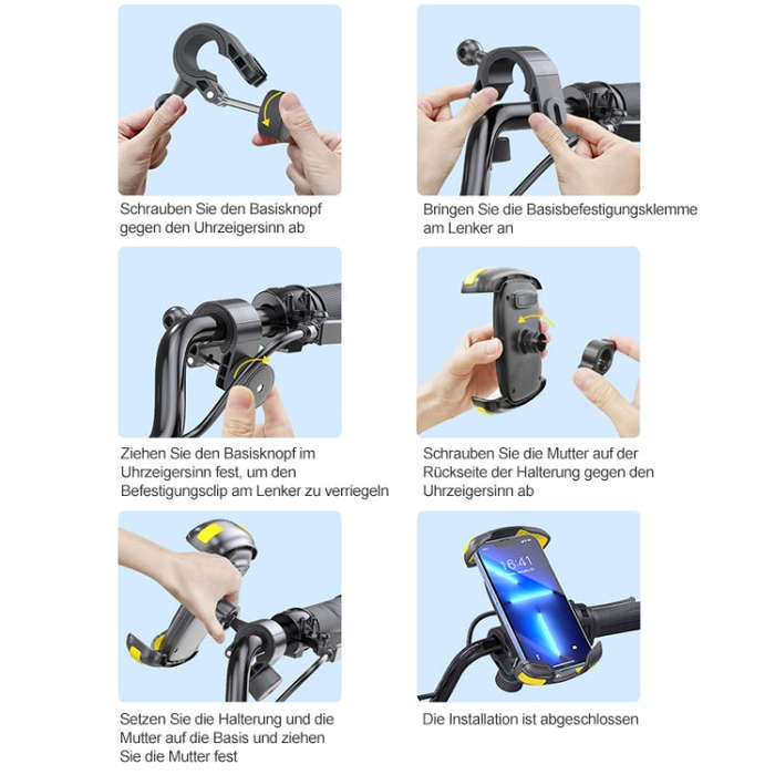 Motorcycle Bicycle Phone Riding Holder Bracket (Black)