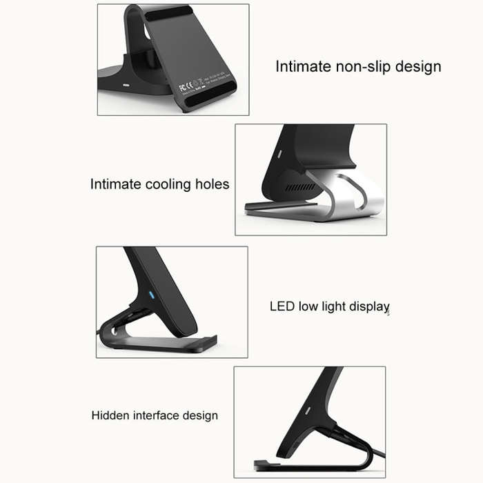 HAMTOD M5 15W Intelligent Dual Coil Design Qi Standard Holder Wireless Charger with Indicator Lig...