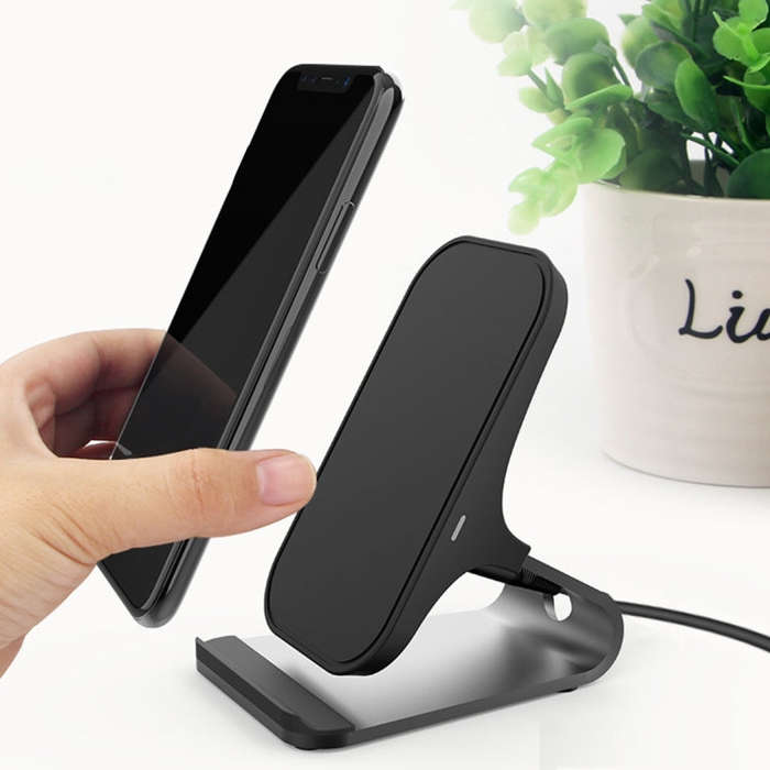 HAMTOD M5 15W Intelligent Dual Coil Design Qi Standard Holder Wireless Charger with Indicator Lig...