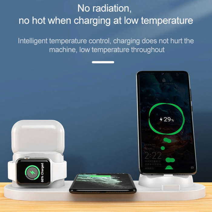 6 in 1 10W Qi Standard Wireless Charger Stand (Black)