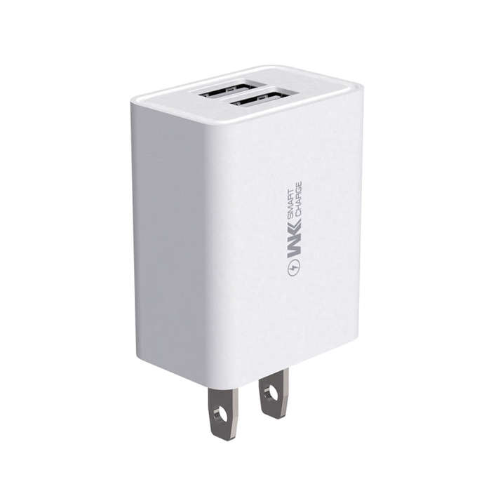 WK WP-U56 2A Dual USB Fast Charging Travel Charger Power Adapter, US Plug (White)