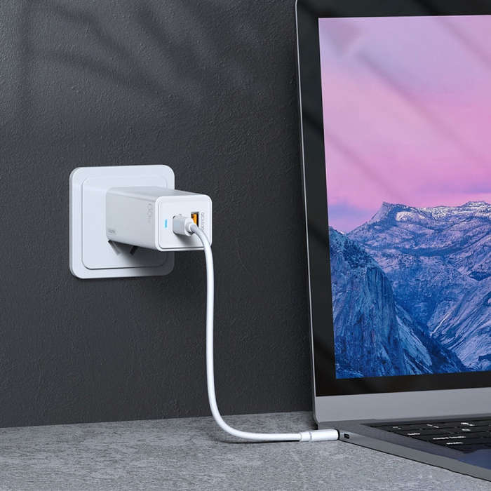REMAX RP-U50 GaN  65W PD + QC 3.0 Type-C+ USB Port Fast Charger (US)(White)